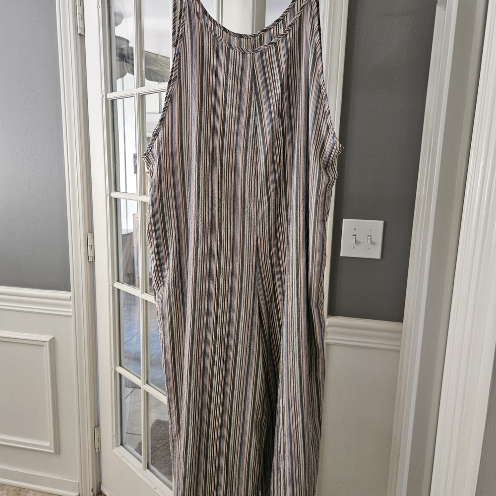 SHEIN Striped Sleeveless Jumpsuit in Neutral Multicolor